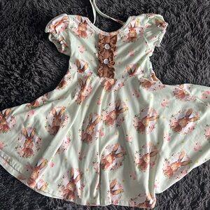❤️Adorable Mint Green Bunny Print Kids Dress